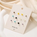 Coffret de 6 paires de boucles d'oreilles colorées avec rose, cœur et papillon - Ensemble Papillon Rose Jardin Coloré (E1274-1)