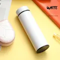 Ivory white stainless steel insulated water cup with black sealing rings on yellow background - Standard Straight Series / White
