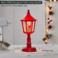 Rode zeshoekige kerstlantaarn met kerstmanscene en glittereffect, formaat 21x9x5cm - Zeshoekige Kerstman Stijl / Rood