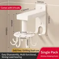 White rotating kitchen hook rack with 8 hooks for spatulas and utensils, 360-degree swivel - White-360° Rotating-8 Hooks [With Side Hook]