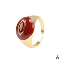 Adjustable gold ring featuring bold red enamel and a sparkling red marquise gemstone - Red Enamel-Red Marquise Zirconia