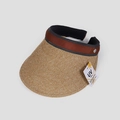 Primer plano de una visera de paja elegante para mujer con etiqueta de protección UV - M (56-58cm) / Rojo