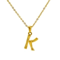 18k gold plated letter K pendant necklace with bamboo texture and minimalist chain - Letter K(K)
