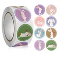 Roll of cartoon Easter bunny and egg stickers with 2.5cm diameter round labels - Cartoon Bunny Macaron Series (K-183) / 500 Pieces/Pack (Diameter 2.5cm)