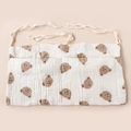 Dual-pocket cotton baby crib organizer with brown bear prints and hanging ties - Bear