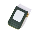 Dark green pebbled leather RFID card holder with gold zipper and heart-shaped puller - Dark Green