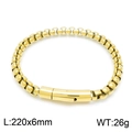 Golden 6mm square box chain bracelet for men with secure clasp, 220mm length - Polished Gold 22cm*6mm