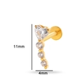 F136 titanium gold heart ear stud with zircons and 11mm dimensions for body piercing - Heart Curved Style-Gold (T2503-7#黄金)