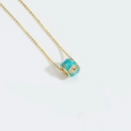 Sky blue doughnut pendant necklace with gold chain and micro-inlaid stones - Blue Evil Eye