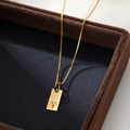 Minimalist S925 silver square pendant necklace with letter Y in golden finish - Letter Y / Gold