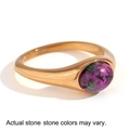 18K gold plated stainless steel ring featuring an oval ruby in zoisite natural stone - Oval Natural Stone Ring Flower Green Stone
