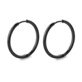 Minimalist black stainless steel hoop earrings with polished finish for men and women - 2.0*20mm / Black