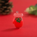 Christmas red glove resin ornament with green holly leaves and silver hanging ring - No.6 Red Christmas Glove