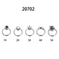 Five assorted titanium steel septum rings featuring star, bee, moon, and spider designs - 2# Bee/Flower