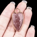 Strawberry quartz heart pendant with gold-plated edging for DIY necklace making - Strawberry Quartz