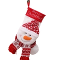 Large knitted Christmas stocking with snowman design and Merry Christmas embroidery - Large Head Snowman Knitted Stocking