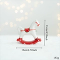 Christmas rocking horse ornament in red and white ceramic with gold star details - Rocking Horse (Ceramic)