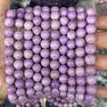 Natural purple ghost crystal round beads for DIY jewelry making and bracelet crafting - Natural Lepidolite
