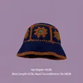 Navy blue handmade crochet floral cloche hat with orange accents for women - M (56-58cm) / Sunflower Navy Blue Basin Hat