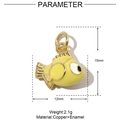 Detail view of a yellow enamel fish pendant with dimensions of 12mm by 15mm - Yellow Big Eye Fish (3Pcs)