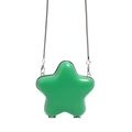Green star-shaped hard shell crossbody bag with a delicate silver metal chain strap - Green