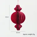 Red honeycomb paper Christmas ornament with hanging string and dimensions 15x8.5cm - 15CM Small Red Style D