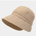 Faltbarer khakifarbener Sonnenhut für Damen mit Strukturstoff und breiter Krempe für Schutz - M (56-58cm) / Khaki