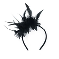 Eleganter Haarreif mit schwarzen Federn und Spitzennetz für Karneval oder Hochzeiten - Schwarzes Feder Stirnband
