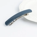 Minimalist matte dark blue hair clip with a silver metal spring clip for long hair - Square Style / Glossy Navy Blue