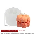 Silikonform für 3D-Kürbis-Totenkopf zur Herstellung von Halloween-Kerzen und Gips - 6-Kopf Kürbis Totenkopf