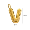 Puffy 14K gold-plated stainless steel letter V pendant charm, dimensions 18mm x 15mm - Letter V