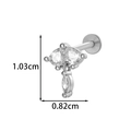 Silver heart labret stud with teardrop cubic zirconia and size 1.03cm x 0.82cm detail - Three Pear Gemstones Cluster (2608-3#银)