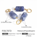 Set di tre ciondoli in acciaio inossidabile dorato e pietra marmorizzata blu per gioielli - Set da 3 pezzi / Blu (PJ91787D)