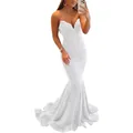 White strapless mermaid evening dress with silver sequins for formal party and prom - US size 2 (S) / Bottoms / White