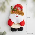 Plush Santa Claus ornament with Christmas wood sign and red hat with golden bell - Round Wood Plate/Holly Decoration / Style F Santa
