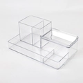Transparent acrylic desktop organizer with multiple compartments for cosmetics or tea bags - 25.2*16*9.3cm (Multi Grids)