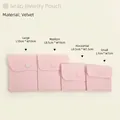 Thick velvet jewelry pouch with snap button closure available in various sizes - Light Pink (Velvet)