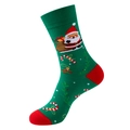 Green Christmas sock with Santa and candy cane pattern for festive holiday wear - One Size / 397-Green Santa Candy