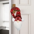 Decorazione gnomo di Natale per maniglia con cappello rosso a maglia e barba morbida - Cappello rosso e bianco