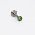 Minimalistische labret-stud van roestvrij staal met een briljante olijfgroene strass - 1.2x6x2mm / Olijfgroene Zirconia
