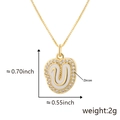 Collana con ciondolo lettera U dorata in smalto bianco e zirconi scintillanti - U Oro Ciondolo Solo (Senza Catena)