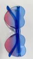Translucent blue heart-shaped sunglasses with pink-to-blue gradient lenses in a candy style - Blue to Pink Gradient