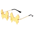Fashionable rimless butterfly sunglasses with yellow lenses and gold metal temples - Gold Frame Yellow Lenses