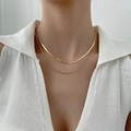 Double-layered gold titanium steel snake chain and box chain necklace set for women - Double Layer Snake Chain / Gold