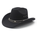 Cappello fedora jazz nero stile cowboy con occhielli traspiranti e fascia decorativa - M (56-58cm) / Nero