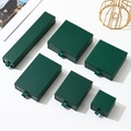 Dark green drawer jewelry boxes in various sizes with ribbon handles on white background - Orange Peel Texture Dark Green; 12*8*3cm