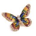 Elegant gold butterfly brooch with multicolor enamel wings and sparkling crystal rhinestones - Style 3/Gradient Enamel Rhinestone