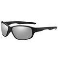 Occhiali da sole sportivi polarizzati con montatura nera opaca e lenti specchiate argento per bici - Montatura Nero Opaco Lente Specchiata Argento