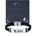 Father's Day braided leather bracelet set with engraved Daddy plaque and message card - Daddy Figure Style