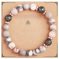 Bracelet en pierres naturelles avec carte de vœux pour le 18ème anniversaire - Bracelet en Pierre de Lave Zébrée Rose + Carte Joyeux 18ème